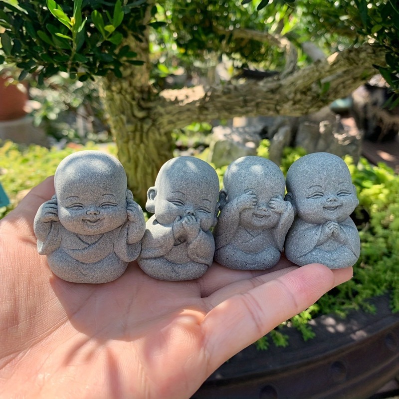 Bonsai Garden Zen - Estátua de pedra de buda, pequenos