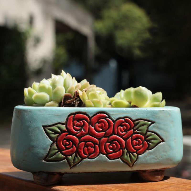 Vaso de cerâmica retangular co - Bonsai Garden Europe avaliação e preço