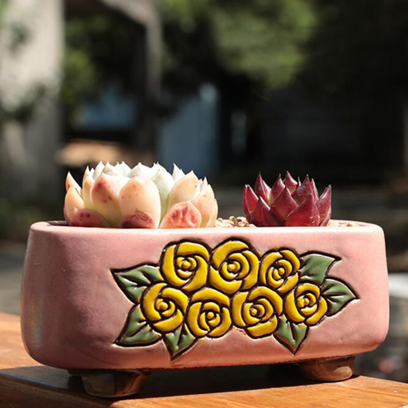 Vaso de cerâmica retangular co - Bonsai Garden Europe avaliação e preço