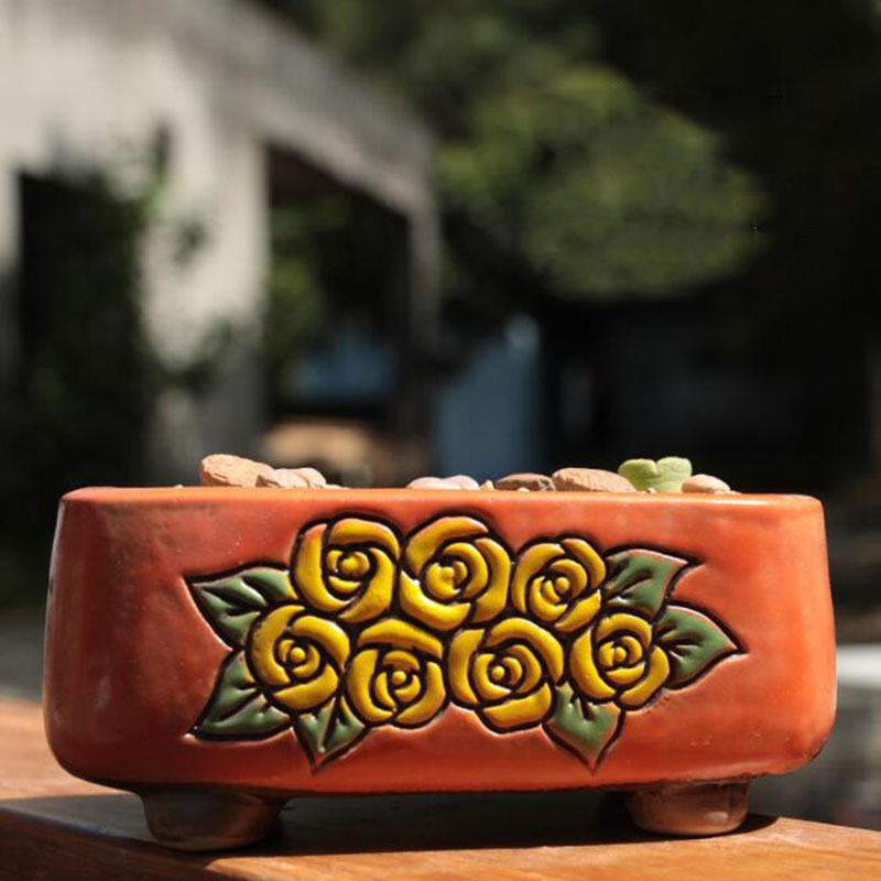 Vaso de cerâmica retangular co - Bonsai Garden Europe avaliação e preço